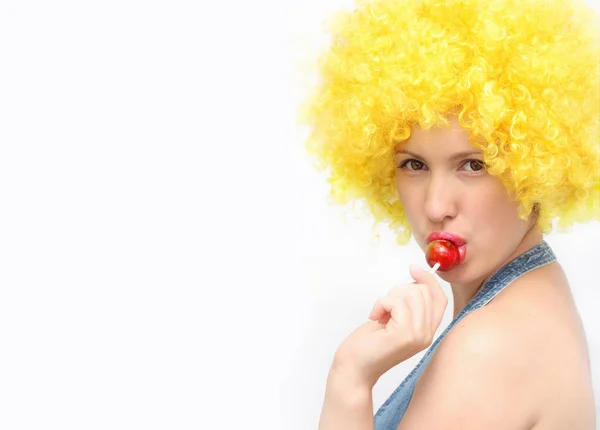 Woman with lollipop — Stock Photo, Image