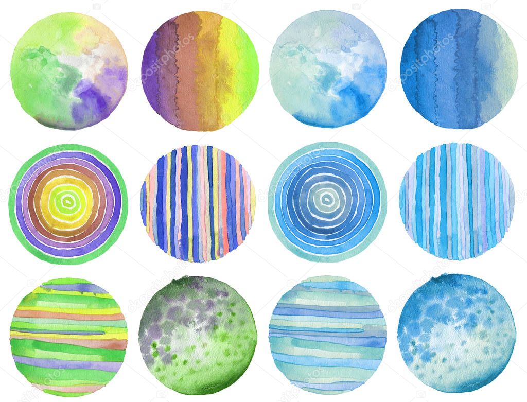 Abstract acrylic and watercolor circle painted background. Texture paper. Isolated. Collection.