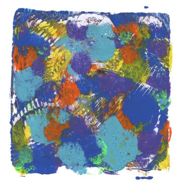 Soyut renk akrilik ve suluboya resim. Monotip şablon