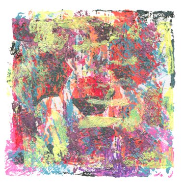Soyut renk akrilik ve suluboya resim. Monoprinting te