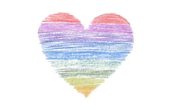 Kolor ołówek rysunek kształt serca. — Zdjęcie stockowe