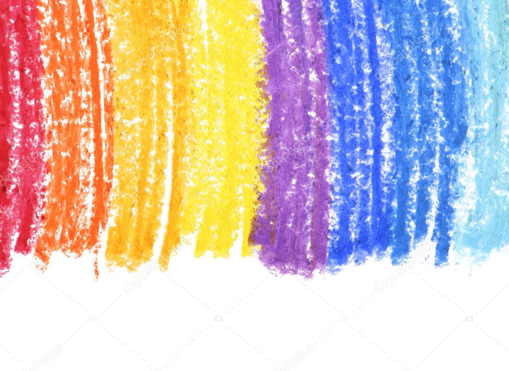 Oil pastel gradient stroke texture on white background. Isolated.