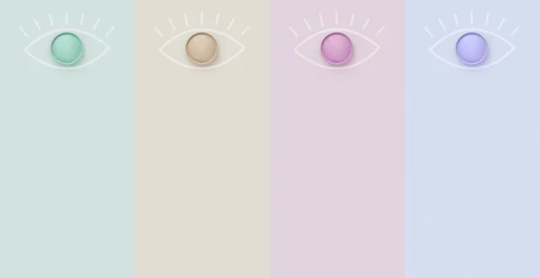 Circle beige color Eye shadows  on background. — Stock Photo, Image