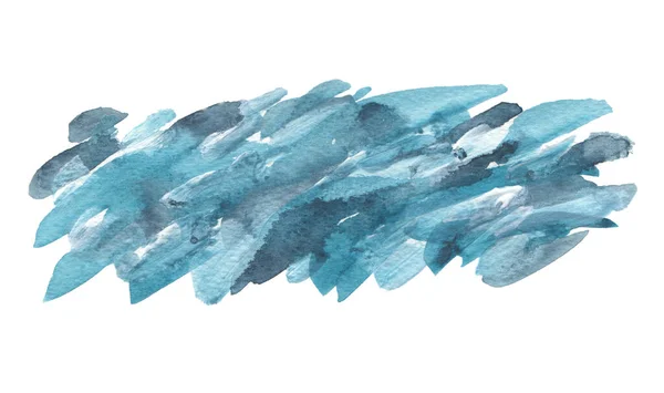抽象的な青の水彩ブラシストロークの背景を描いた テクスチャペーパー 白に隔離された — ストック写真