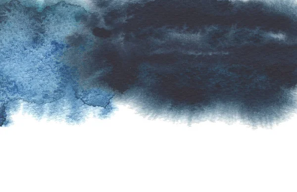 Streszczenie Niebieski Kolor Akwarela Atrament Plamy Malowane Tło Papier Teksturowany — Zdjęcie stockowe
