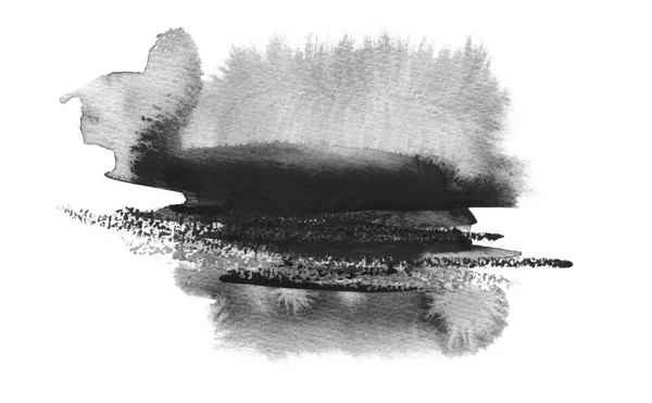 黒と白の抽象水彩とインクのスミアブラシストロークブロット塗装の背景 テクスチャペーパー — ストック写真