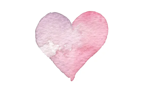 Akvarell Hjärtform Abstrakt Målning Bakgrund Isolat Vitt — Stockfoto