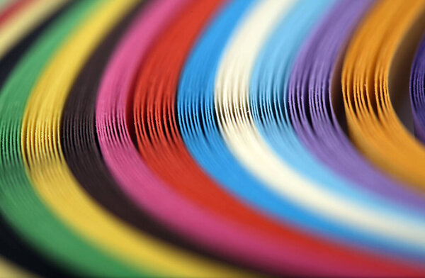 Abstract color wave rainbow strip paper background. Template for prints, posters, cards. Soft focus.