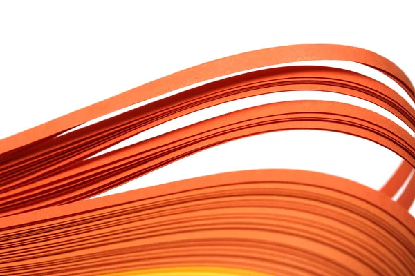 Resumen Color Naranja Ondulación Rizo Tira Papel Fondo Para Impresiones —  Fotos de Stock