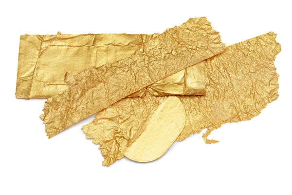 Torn Piece Edge Gold Bronze Color Paper White Background — Stock Photo, Image