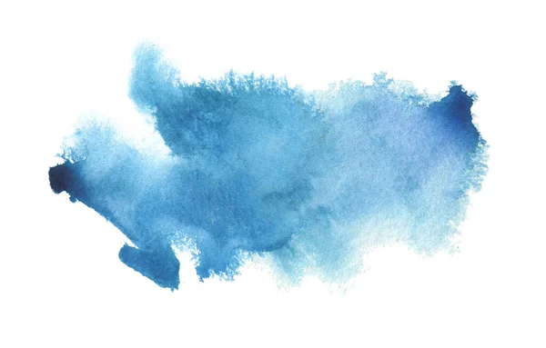 Streszczenie Niebieski Akwarela Plama Malowane Tło Papier Teksturowany Izolacja — Zdjęcie stockowe