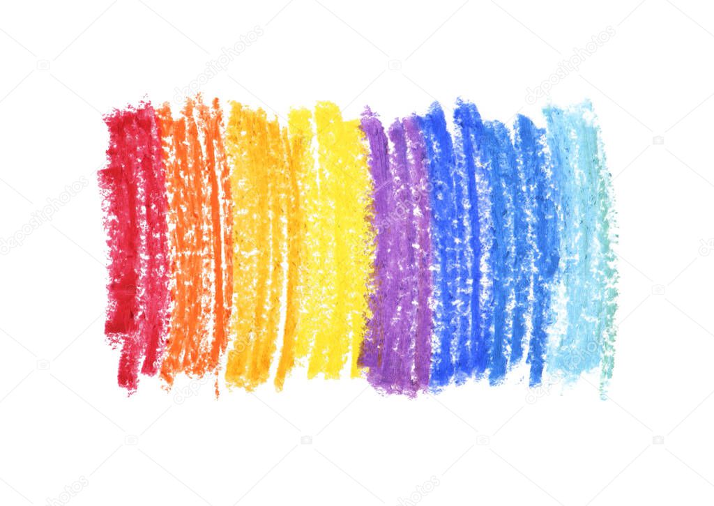 Oil pastel gradient stroke texture on white background. Isolated.