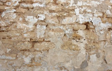 peeling Siva ve çatlaklar, doku ile eski tuğla duvar parçası