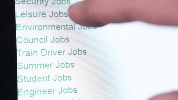 Human Finger Select Vacancies Presses Screen Text Hyperlink Button Summer — Wideo stockowe