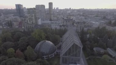 Hill, havadan görünümü, fotoğraf makinesi spin üstüne yemyeşil yeşil orman. Ağaçlar ve çalılar karışık, zirve, yukarıdan doğa görünümü