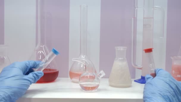 Reaction rate measurements.Process of Making Skincare Cosmetics Organic Material. — Stock Video