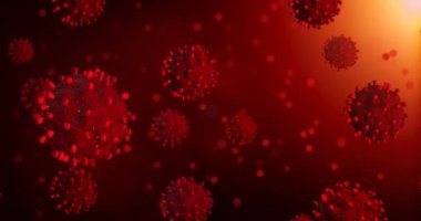 Kırmızı Coronavirus COVID 19. Salgın Virüs. 3B Canlandırma Görselleştirme