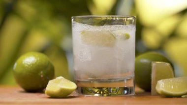 Tonic fizzy water pouring into a glass
