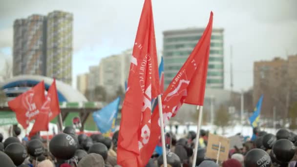 Ρωσία Μόσχα Μάρτιος 2020 Κόκκινες Σημαίες Του Ρωσικού Κομμουνιστικού Κόμματος — Αρχείο Βίντεο