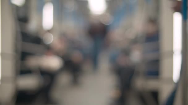 Blurry people in subway car — Stock Video