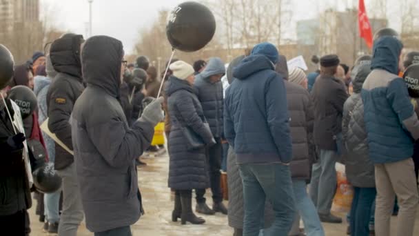 Moskova 'da inşaata ve parkların korunmasına karşı protesto — Stok video