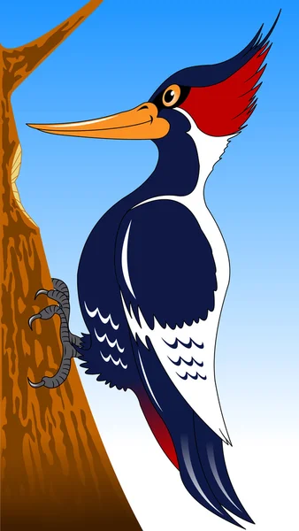 Woodpecker karikatúra stílus ikon — Stock Vector