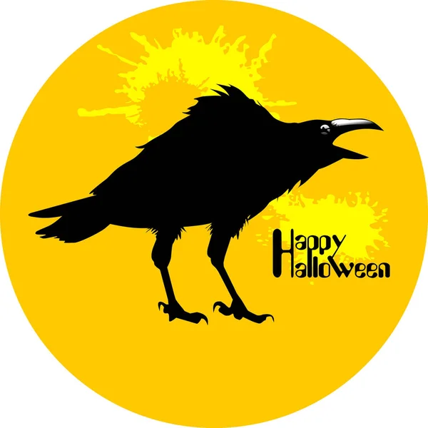 Black raven Halloween card — Stock Vector