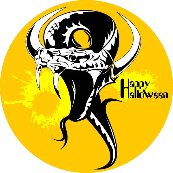 Tarjeta de Halloween serpiente negra — Vector de stock