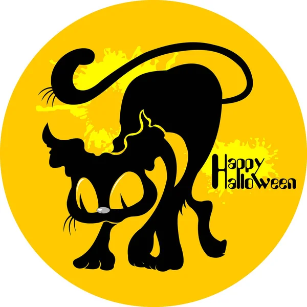 Gato negro tarjeta de Halloween — Archivo Imágenes Vectoriales