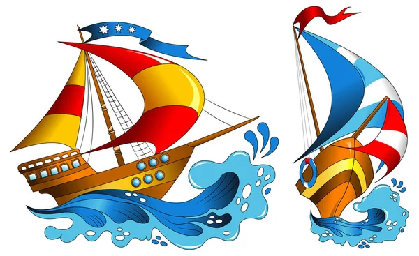 Yachts with colorful sails — Stock Vector