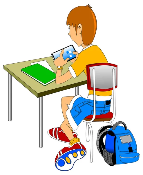Estudante jogando computador —  Vetores de Stock
