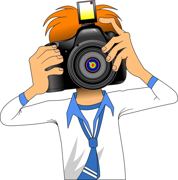 Color cartoon photographer — Stock Vector