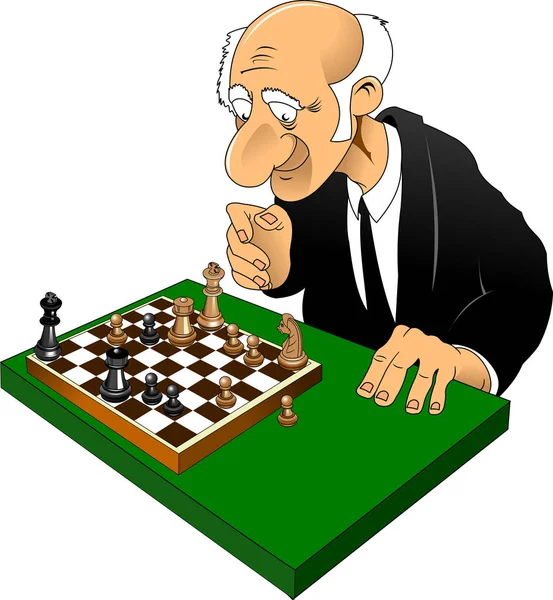 Viejo jugar al ajedrez — Vector de stock