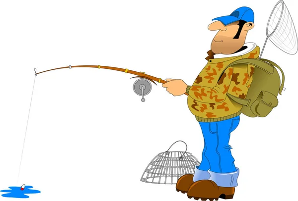 Pescador pescado capturado — Vector de stock