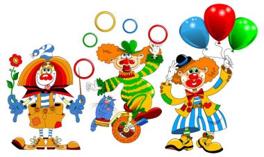 Cartoon color clowns clipart
