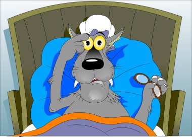 Wolf laying on bed clipart