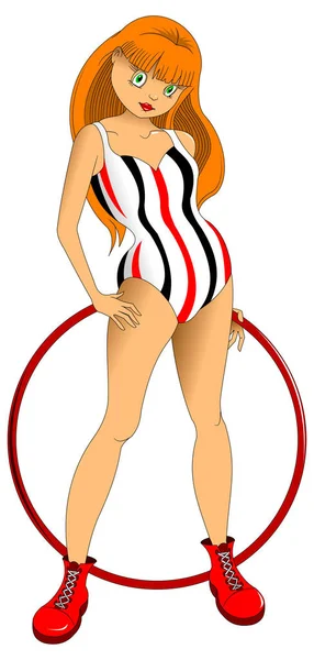 Formation de fille avec hula hoop — Image vectorielle