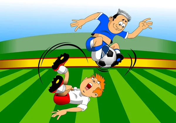 Joueurs de football avec ballon — Image vectorielle