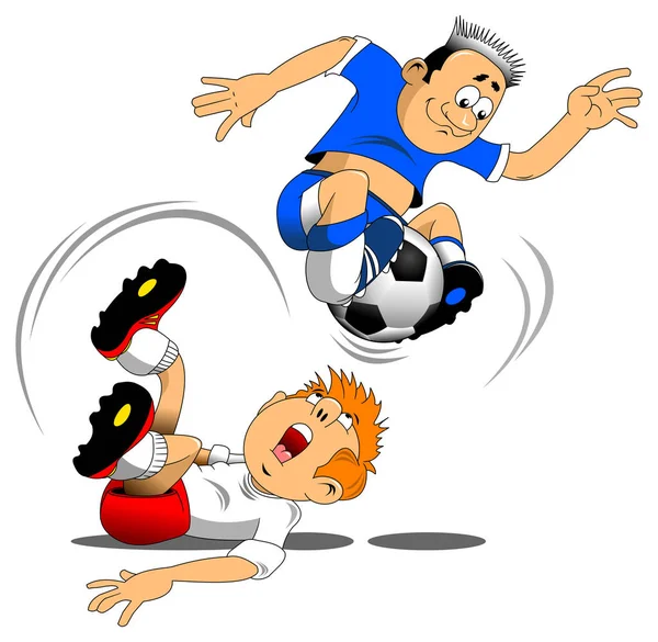 Soccer players with ball — Stock Vector