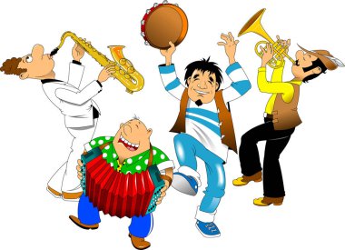 cheerful musical quartet  clipart