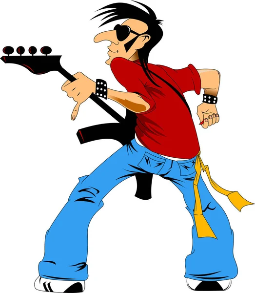 Músico de rock con guitarra — Vector de stock