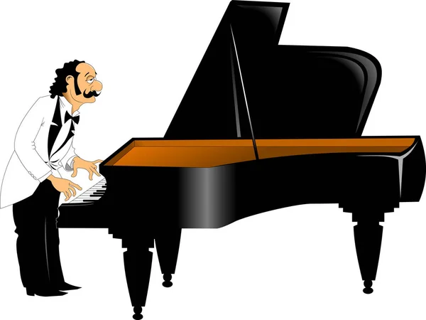 Γελοιογραφία πιανίστας με τρελό μαλλιά — Διανυσματικό Αρχείο