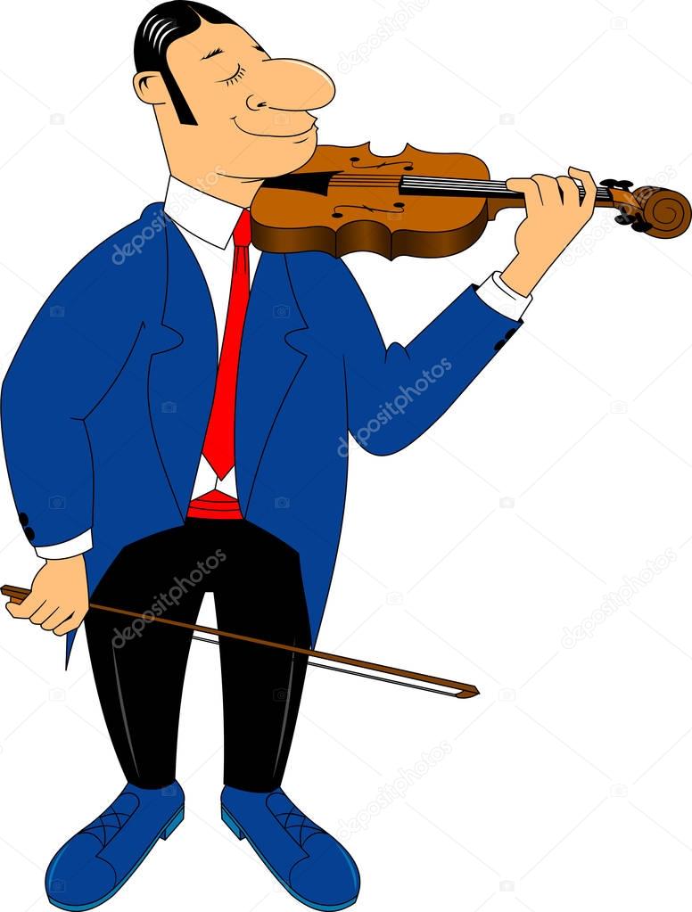 Elegant violinist in a blue tuxedo