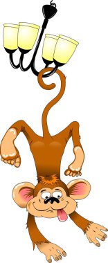 neşeli maymun avize üzerinde sallanan