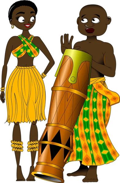 Homme Femme Vêtements Africains Nationaux — Image vectorielle