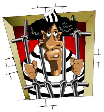 Captured danger prisoner in cartoon style for justice design, vector illustration clipart
