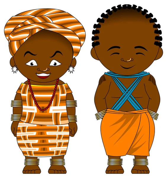 Man Vrouw Nationale Afrikaanse Kleding Vectorillustratie — Stockvector