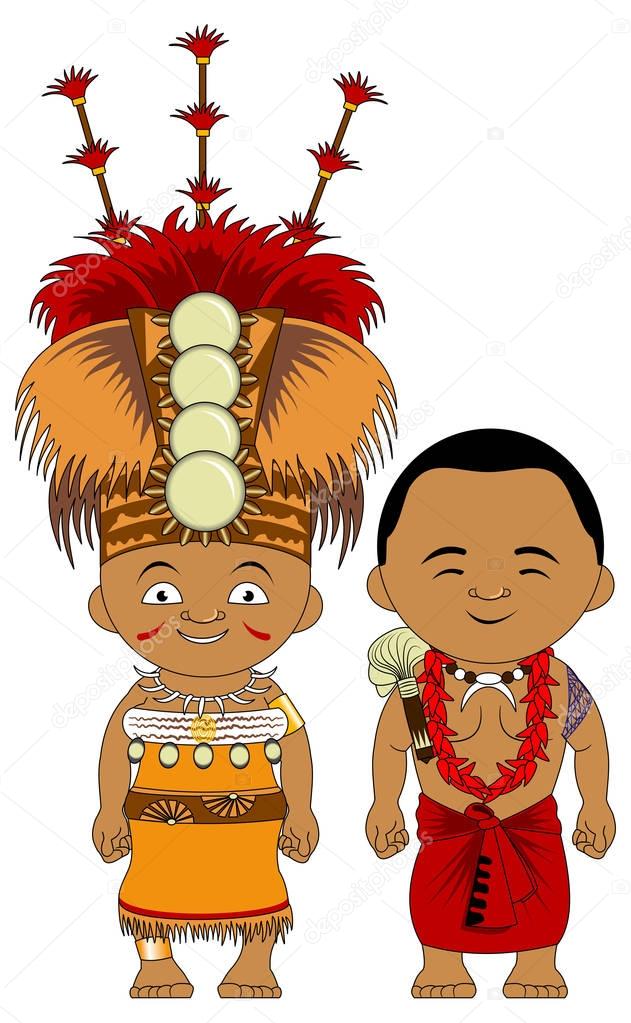 couple in samoans traditional costumes, vector, illustration