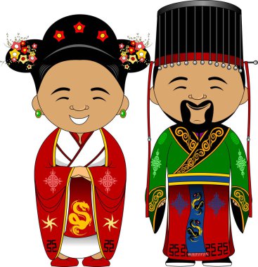 Ulusal geleneksel Kostümler, vektör ve illustratio genç Çift