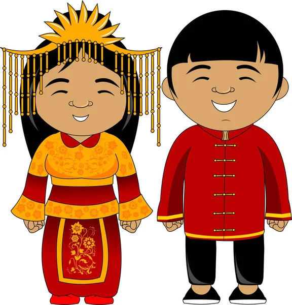 民族の伝統的な衣装 ベクトルと Illustratio のカップル — ストックベクタ